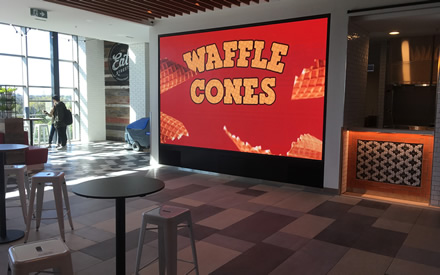 Indoor LED Sceen promoting products.
